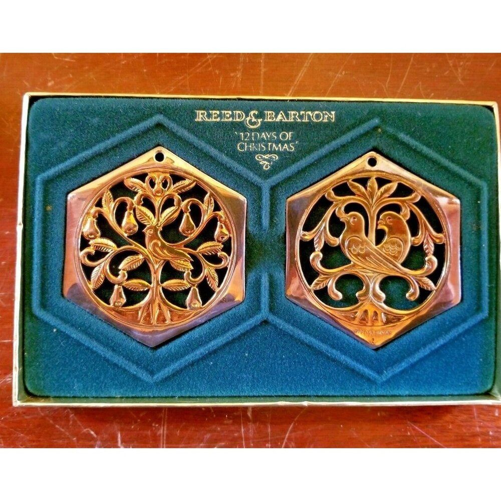 Reed & Barton Twelve Days of Christmas Ornaments Vintage 1983 Silver Gold